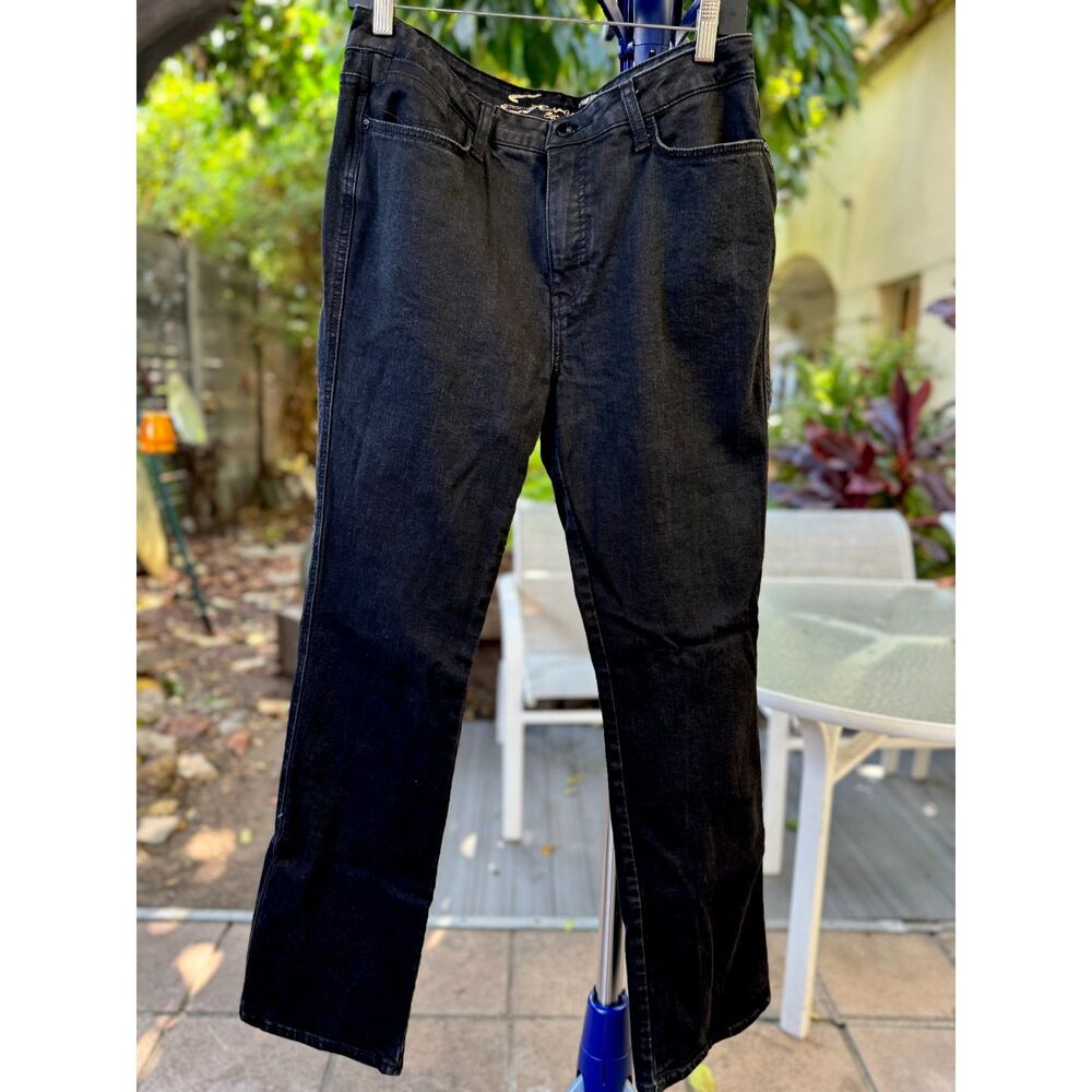 Seven7 Rinsed Black Cotton Bombshell High Rise Boot Cut Jeans Size 10 Boho